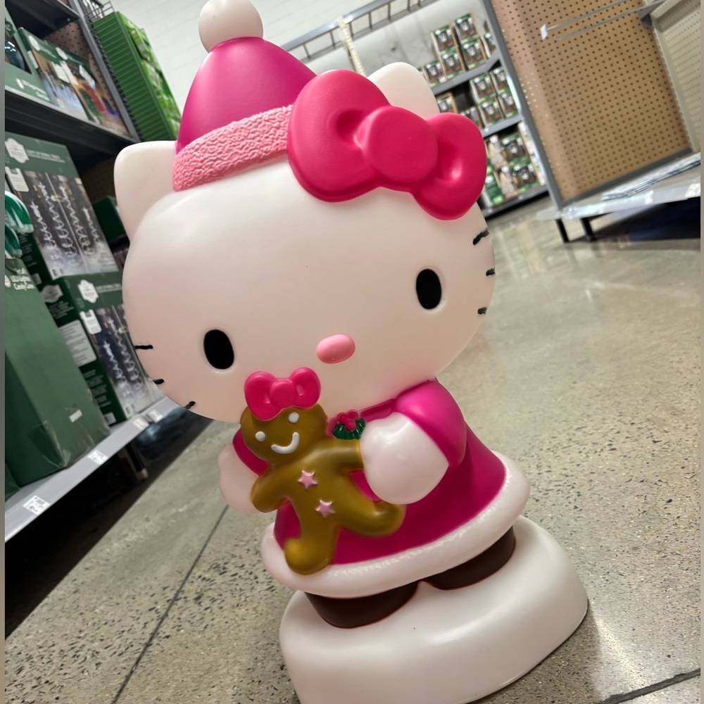 Hello kitty pink Christmas dress holiday light up blowmold decor / decoration